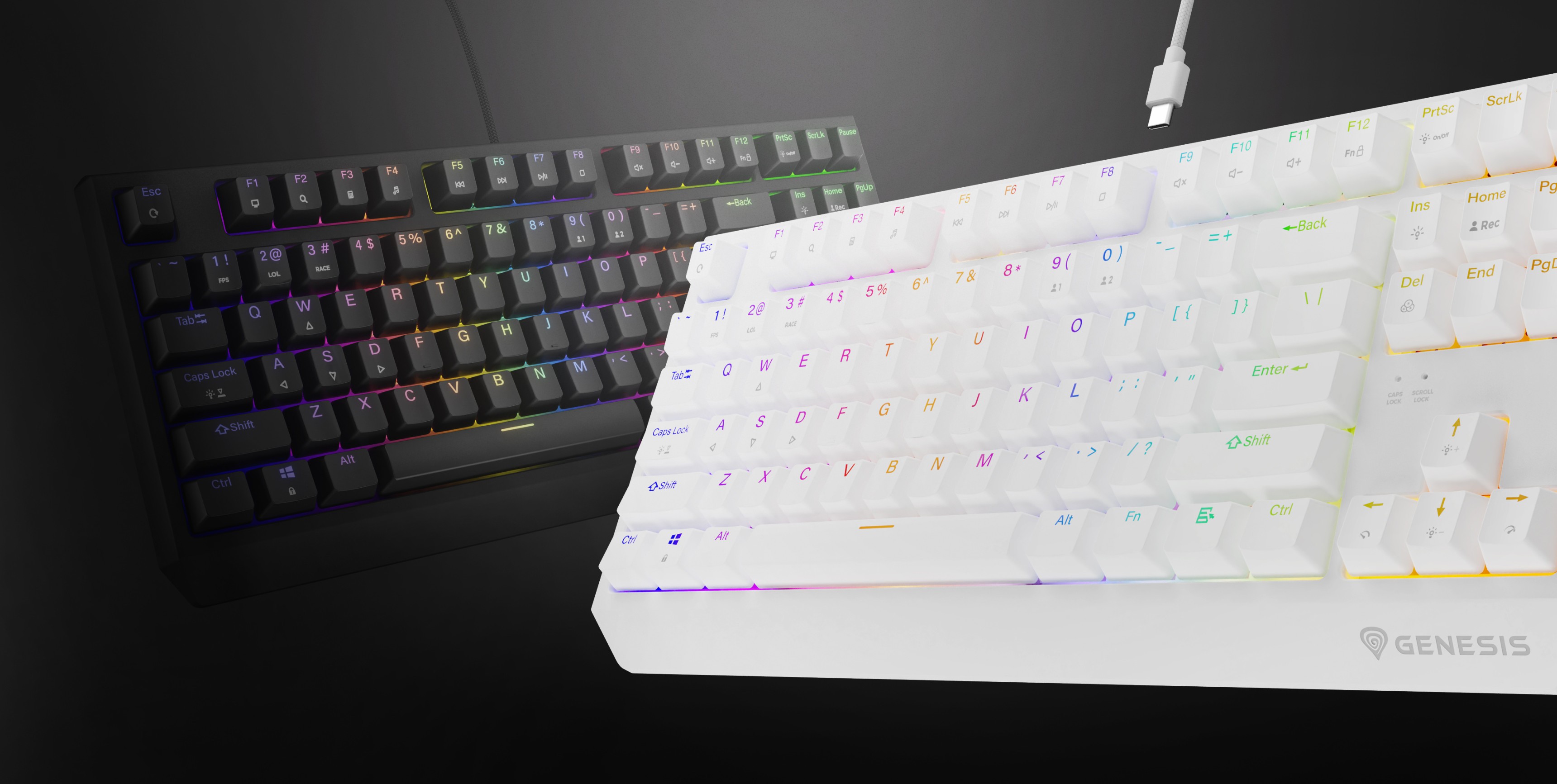 Tastatură mecanică RGB cu opțiuni de culoare alb și negru, cu comutatoare Outemu Red interschimbabile la cald
