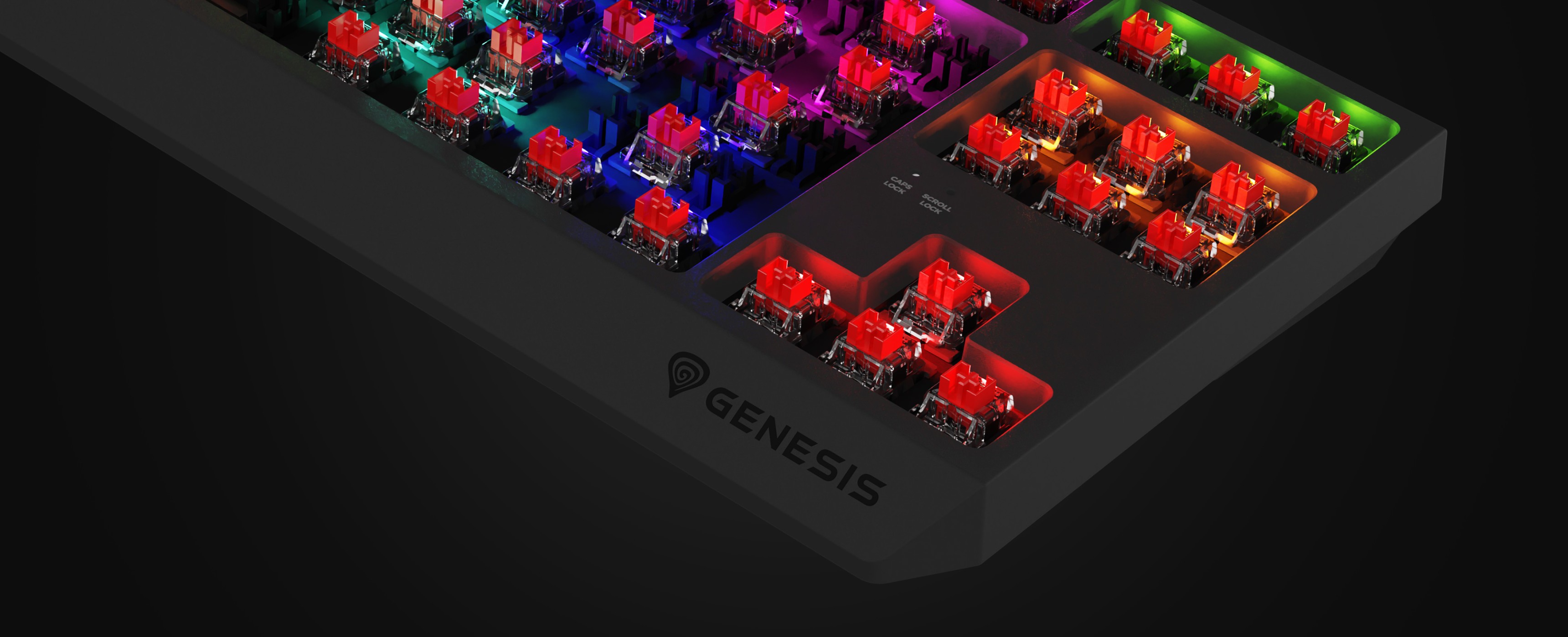 Tastatură mecanică de gaming cu iluminare RGB colorată și comutatoare roșii Outemu interschimbabile la cald, cu un design compact TKL