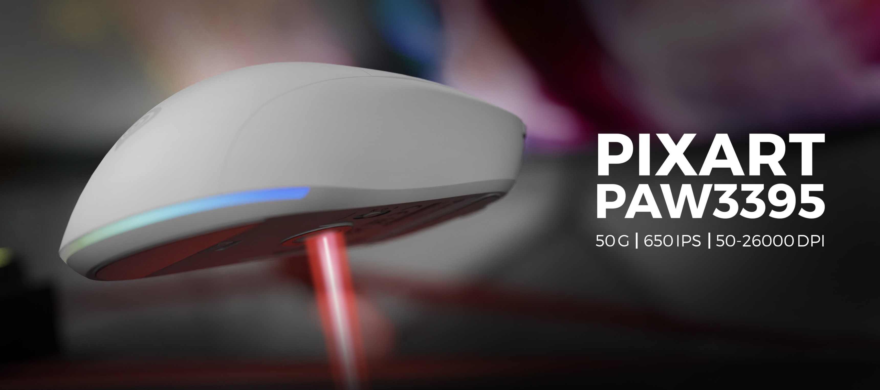 Mouse de gaming wireless cu setări personalizabile, cu senzor PIXART PAW3395 și un design negru elegant